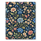 Midnight Navy Floral Meadow Garden Rug