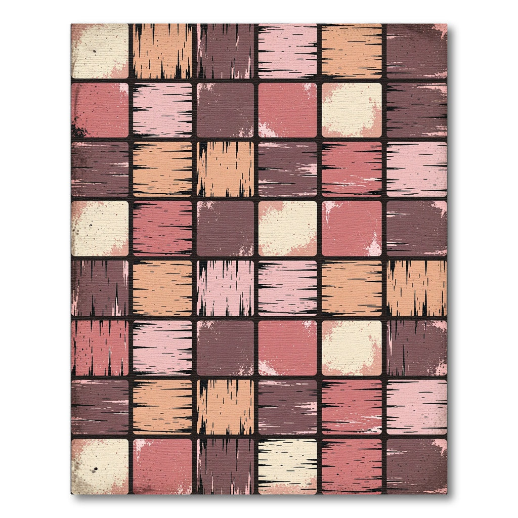 Rustic Terracotta Woodgrain Tile Rug