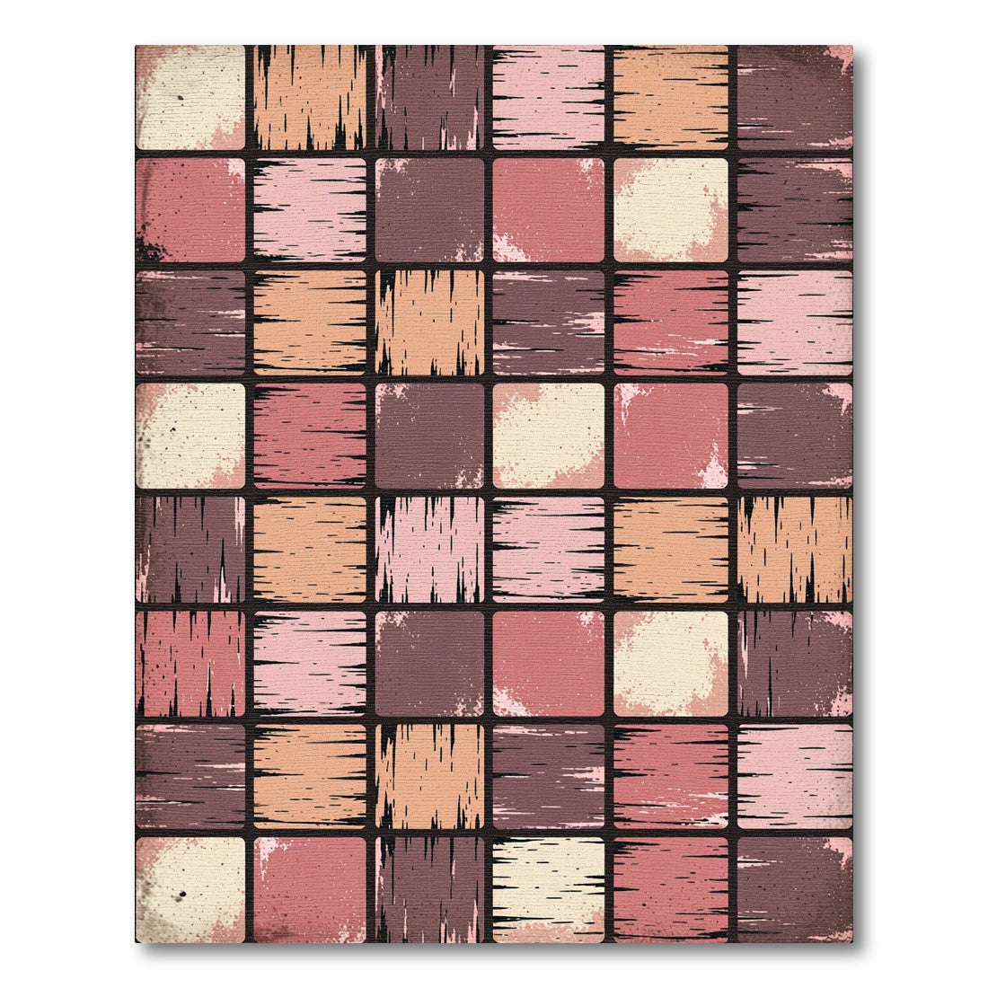 Rustic Terracotta Woodgrain Tile Rug