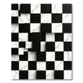 Modern Black and White Marble Grid Rug