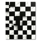 Modern Black and White Marble Grid Rug
