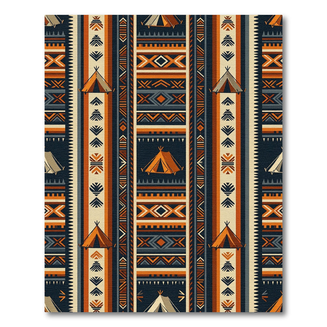Terra Cotta Geometric Teepee Stripe Rug