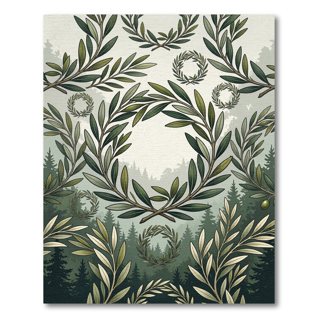 Green Olive Branch Laurel Wreath Rug