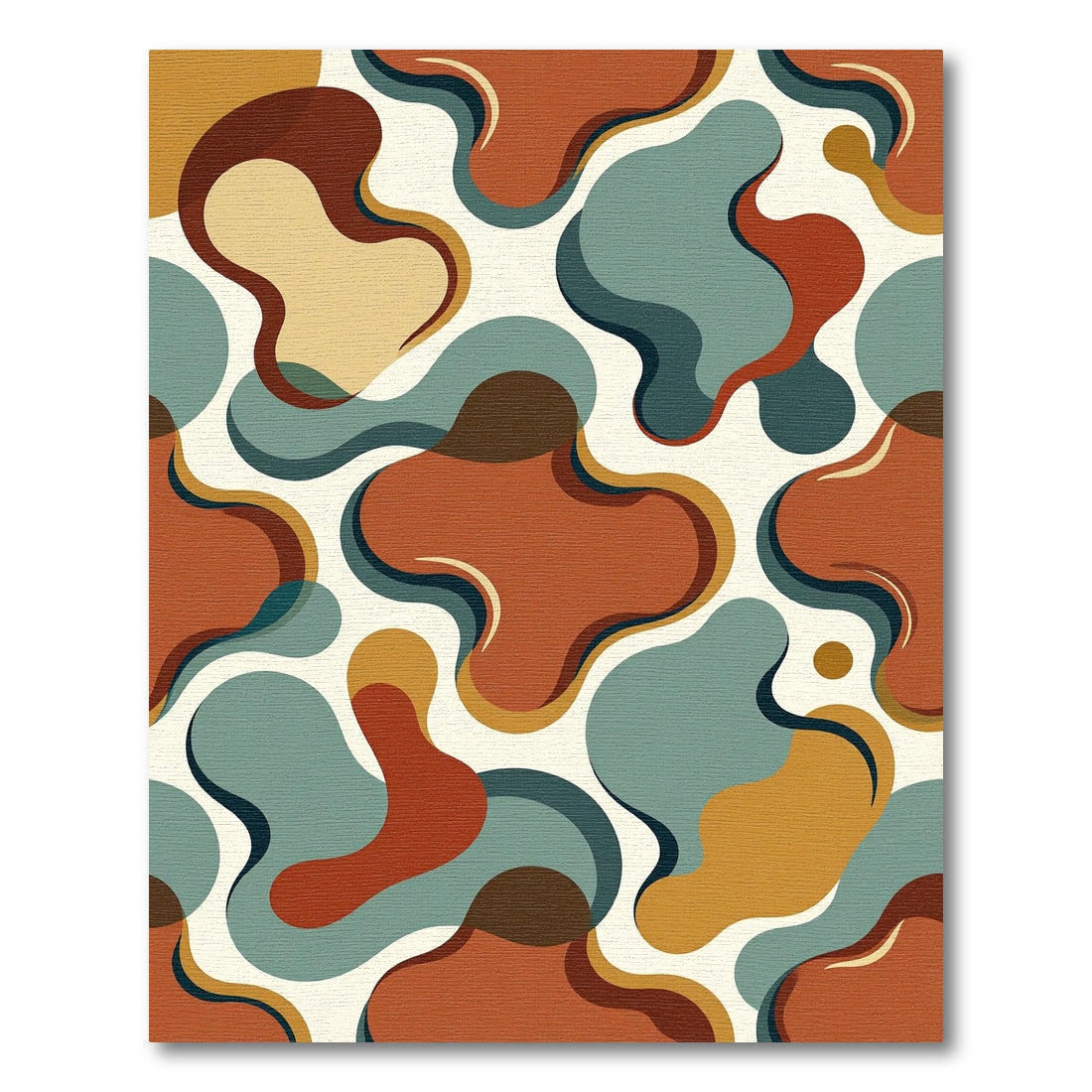 Abstract Organic Earth Tone Fluid Shapes Rug
