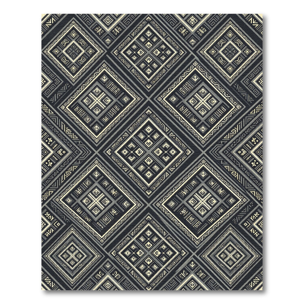 Dark Ivory Geometric Inlaid Diamond Rug