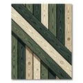 Geometric Sage and Cream Wood Plank Rug