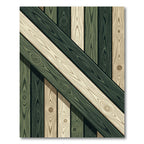 Geometric Sage and Cream Wood Plank Rug
