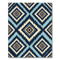 Navy Blue Teal Diamond Ikat Rug