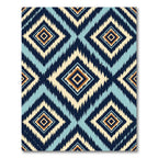 Navy Blue Teal Diamond Ikat Rug