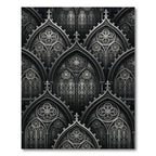 Monochrome Gothic Arched Cathedral Filigree Rug