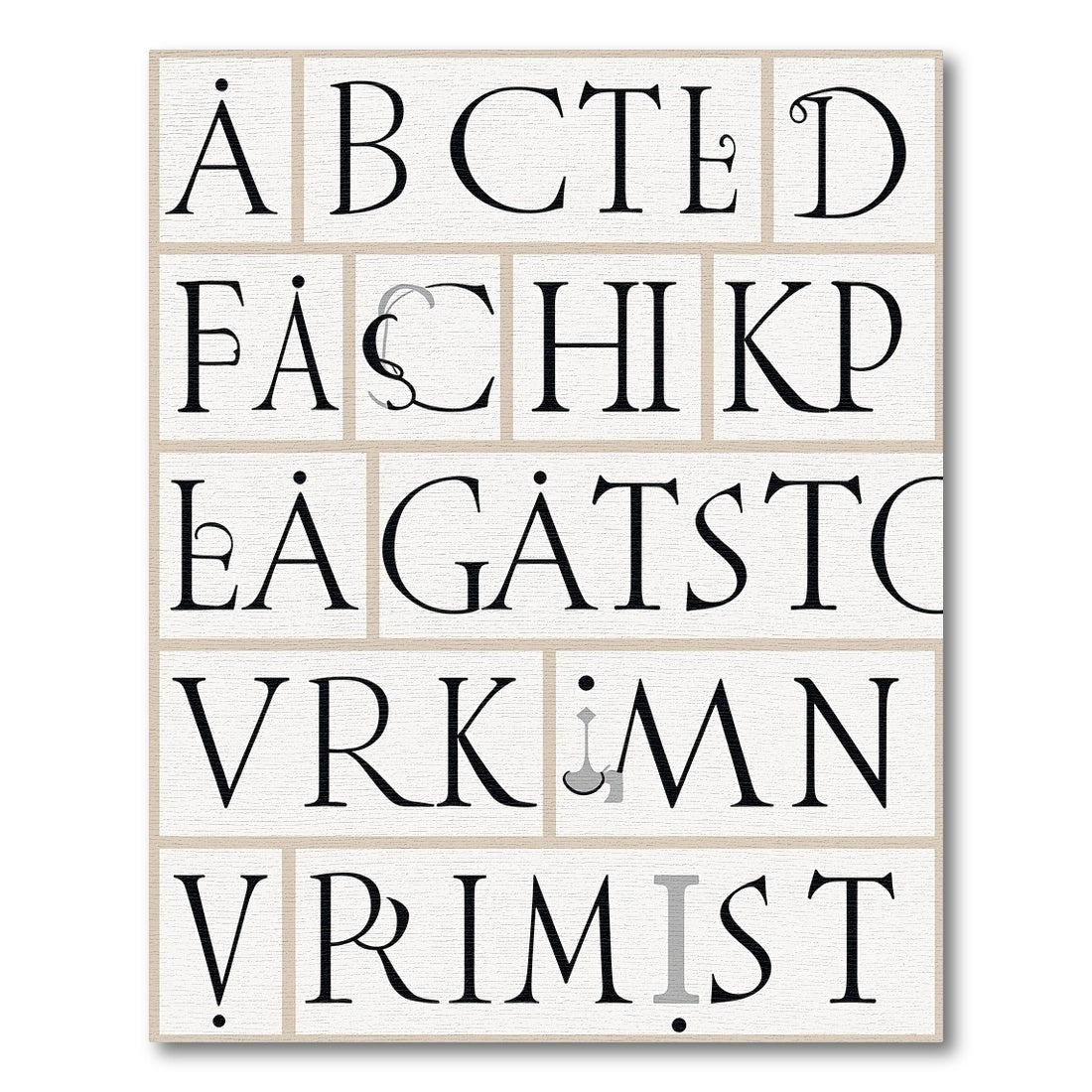Elegant Typographic Alphabet Collage Rug