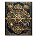 Golden Celestial Emblem Baroque Black Rug