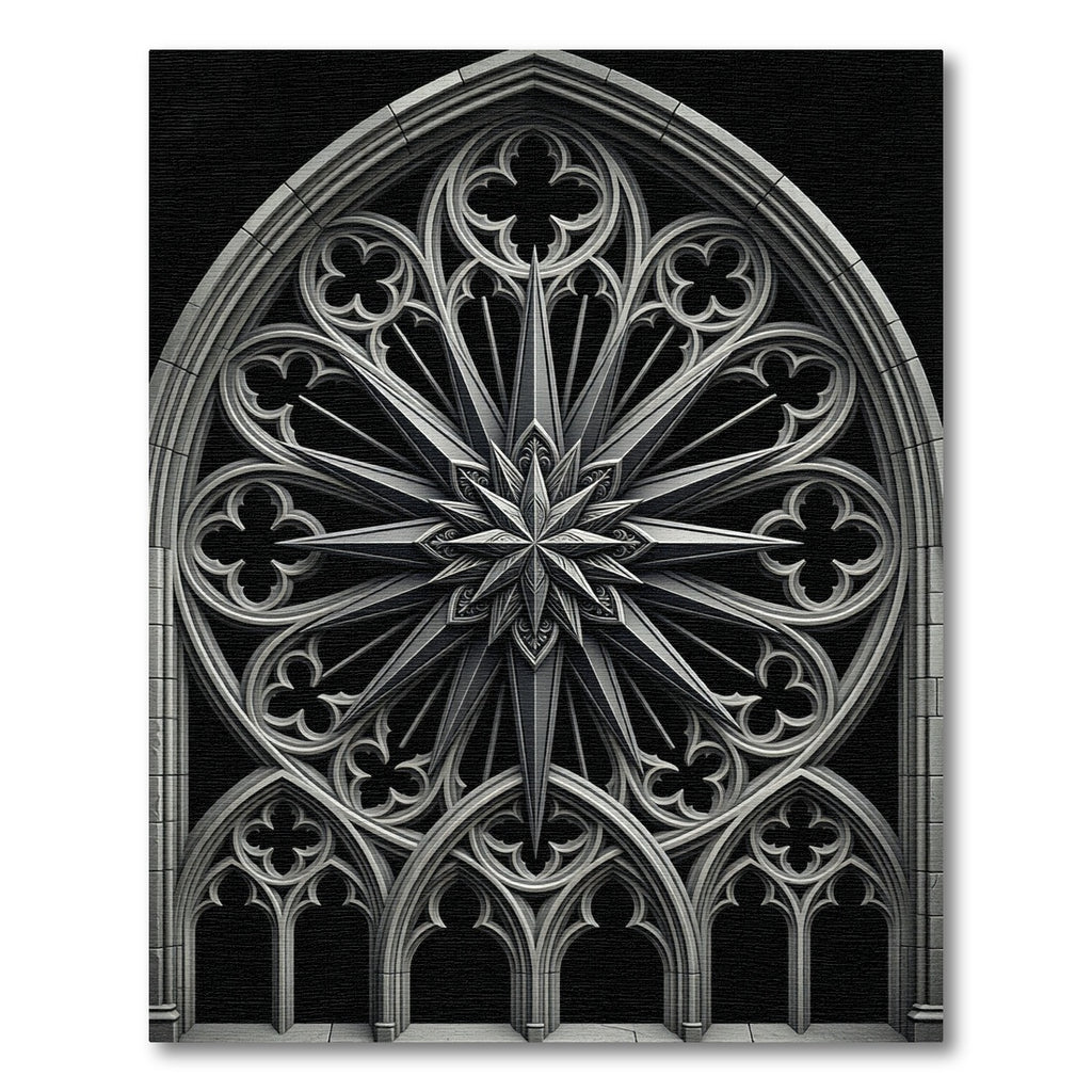 Monochromatic Gothic Starburst Window Medallion Rug