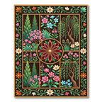 Earthy Botanical Medallion Garden Tile Rug