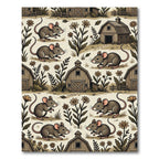 Whimsical Rustic Farmhouse Mouse Meadow Rug