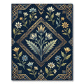 Navy Gold Floral Diamond Medallion Rug