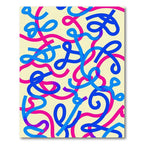 Radiant Pink Blue Curving Lines Rug