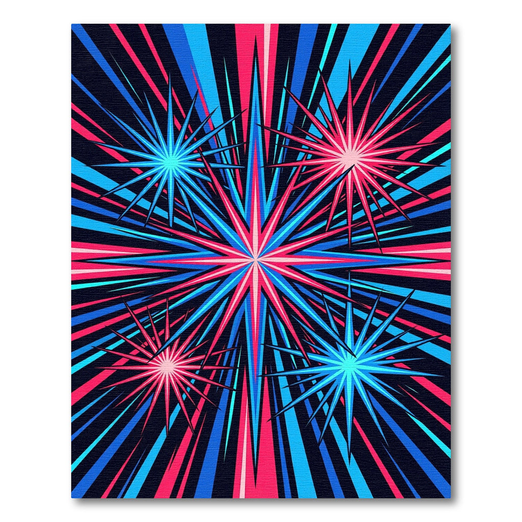 Electric Neon Starburst Radial Art Rug