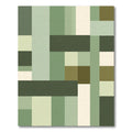 Earthy Green Geometric Blocks Rug