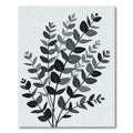 Minimalist Charcoal Eucalyptus Botanical Foliage Art Rug