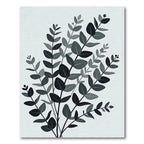 Minimalist Charcoal Eucalyptus Botanical Foliage Art Rug