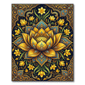 Golden Lotus Narcissus Floral Medallion Rug