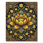 Golden Lotus Narcissus Floral Medallion Rug