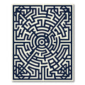Midnight Maze Circular Geometric Abstract Rug