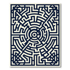 Midnight Maze Circular Geometric Abstract Rug