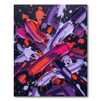Vibrant Purple Orange Paint Splatter Rug