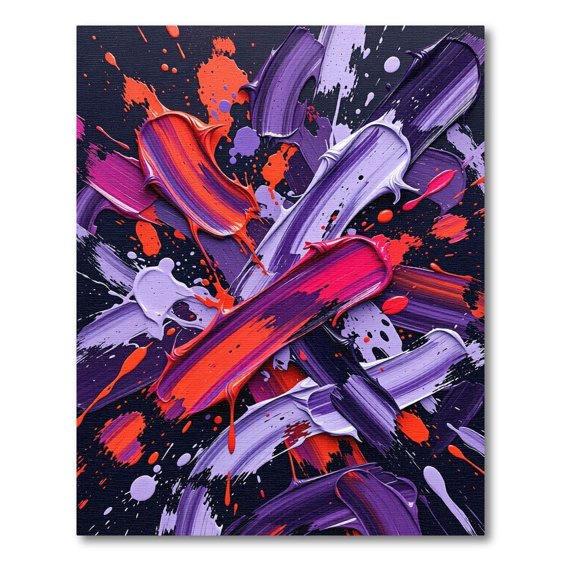 Vibrant Purple Orange Paint Splatter Rug
