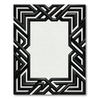 Bold Black White Geometric Interlocking Frame Rug