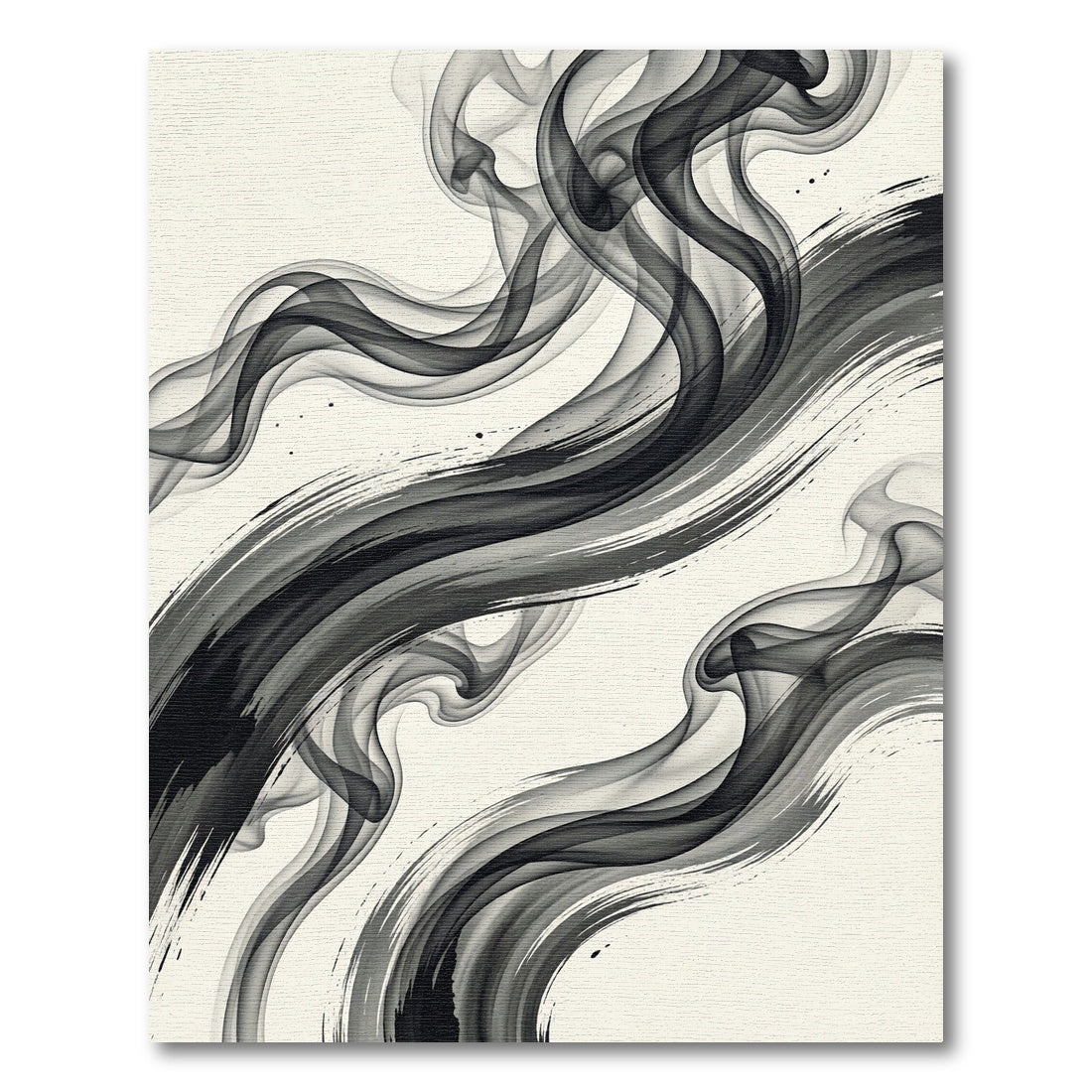 Monochrome Ink Swirl Brushstroke Rug