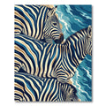 Deep Blue Zebra Stripes Water Rug