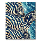 Deep Blue Zebra Stripes Water Rug