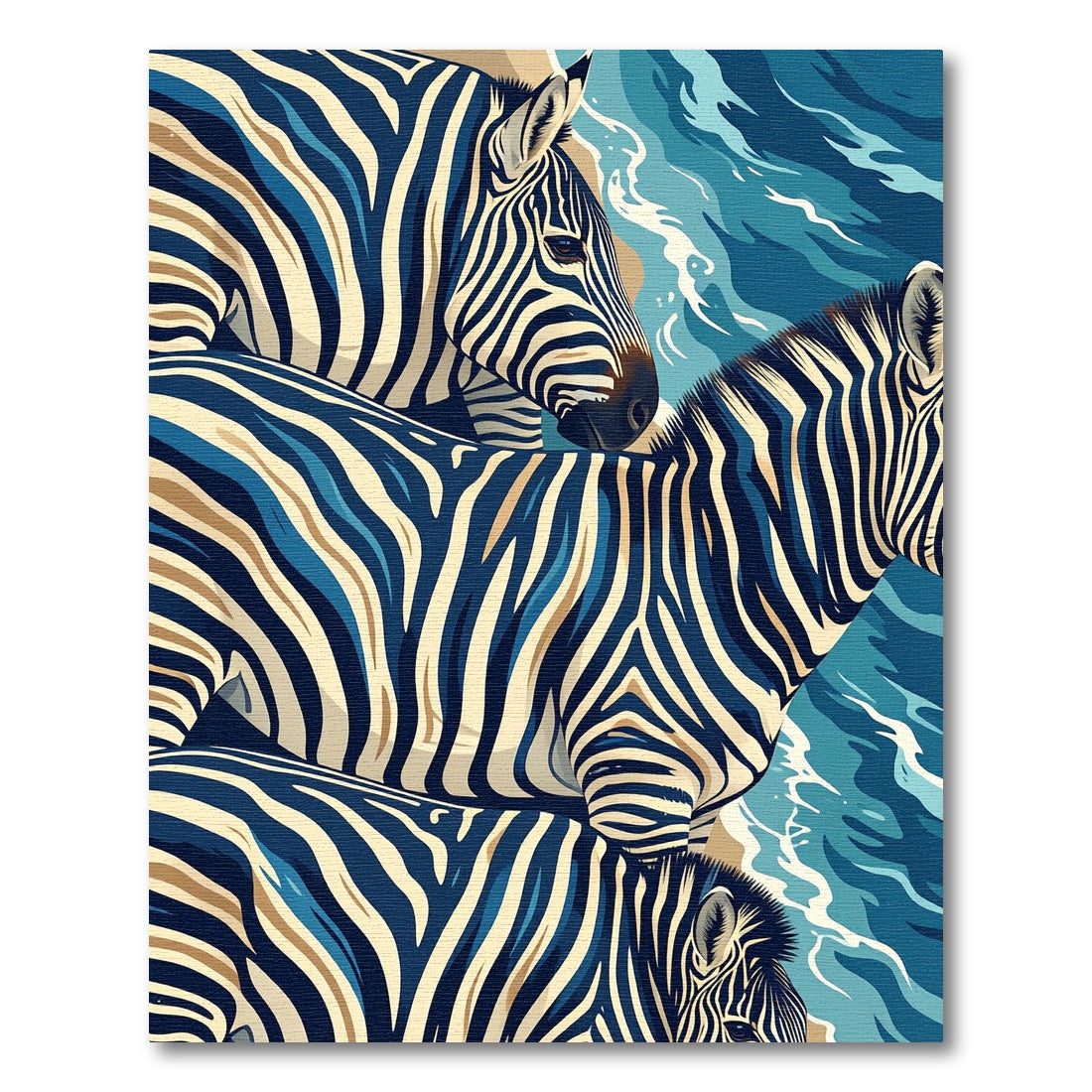 Deep Blue Zebra Stripes Water Rug