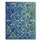 Ethereal Blue Teal Intertwined Leaf Scroll Rug