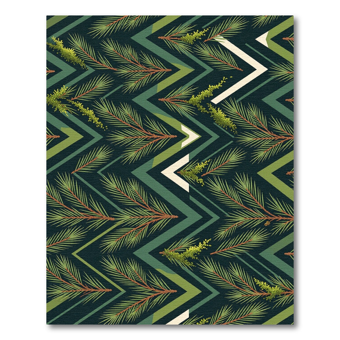 Deep Forest Zigzag Pine Needle Garland Rug