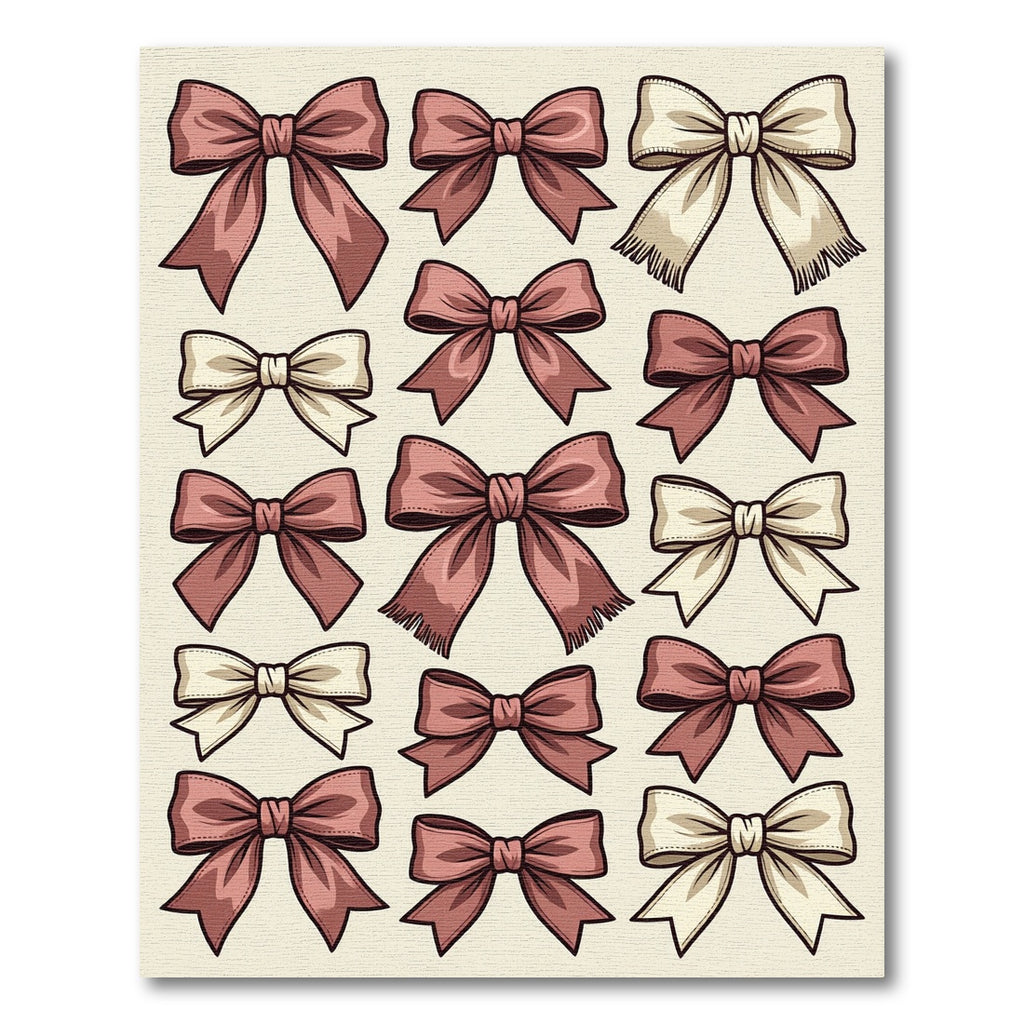 Elegant Dusty Rose Ribbon Bow Collection Rug