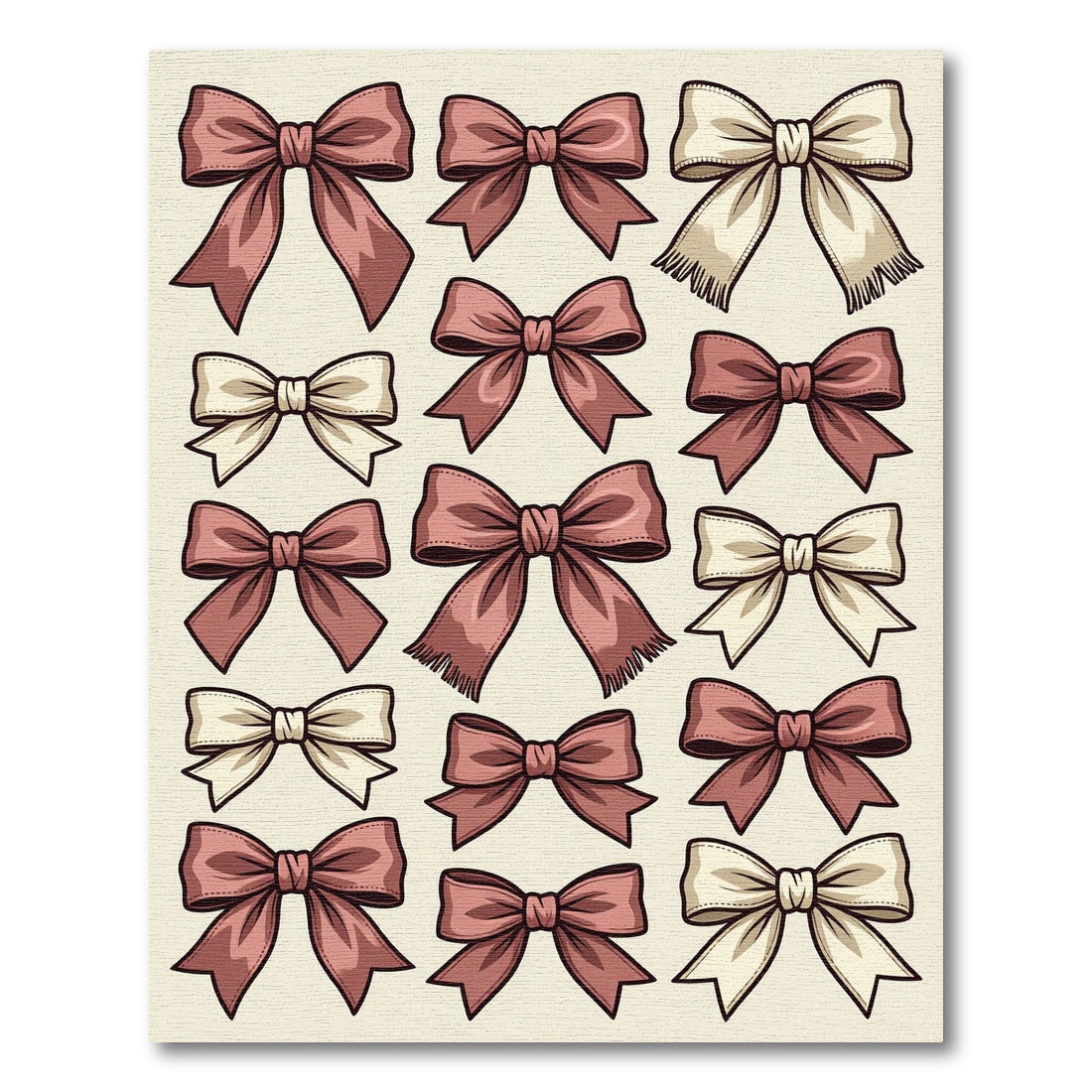 Elegant Dusty Rose Ribbon Bow Collection Rug