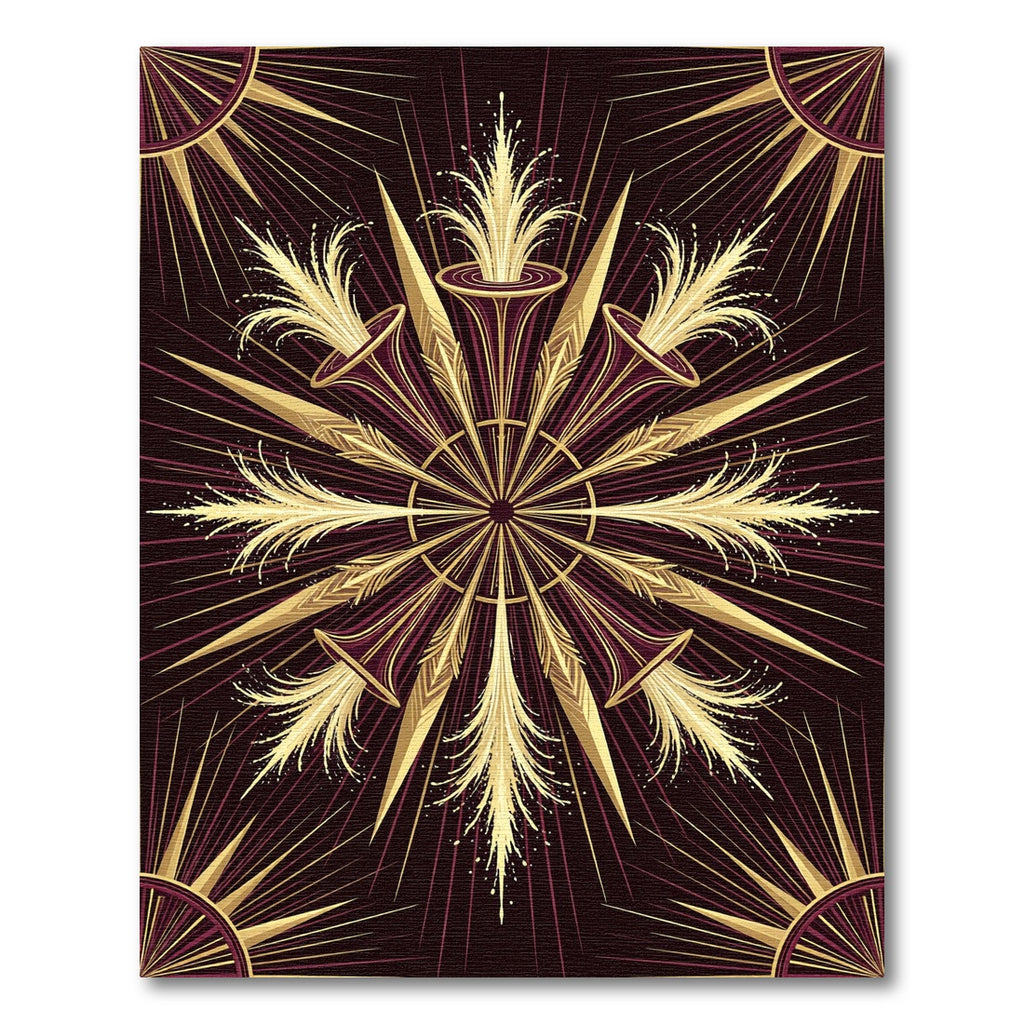 Art Deco Golden Sunburst Medallion Rug