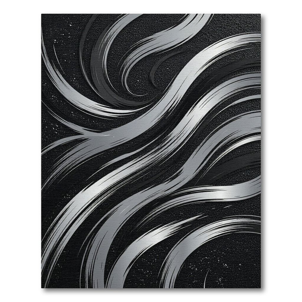 Modern Gray Swirl Brushstroke Rug