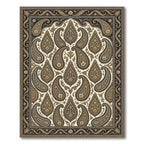 Intricate Golden Paisley Floral Border Rug