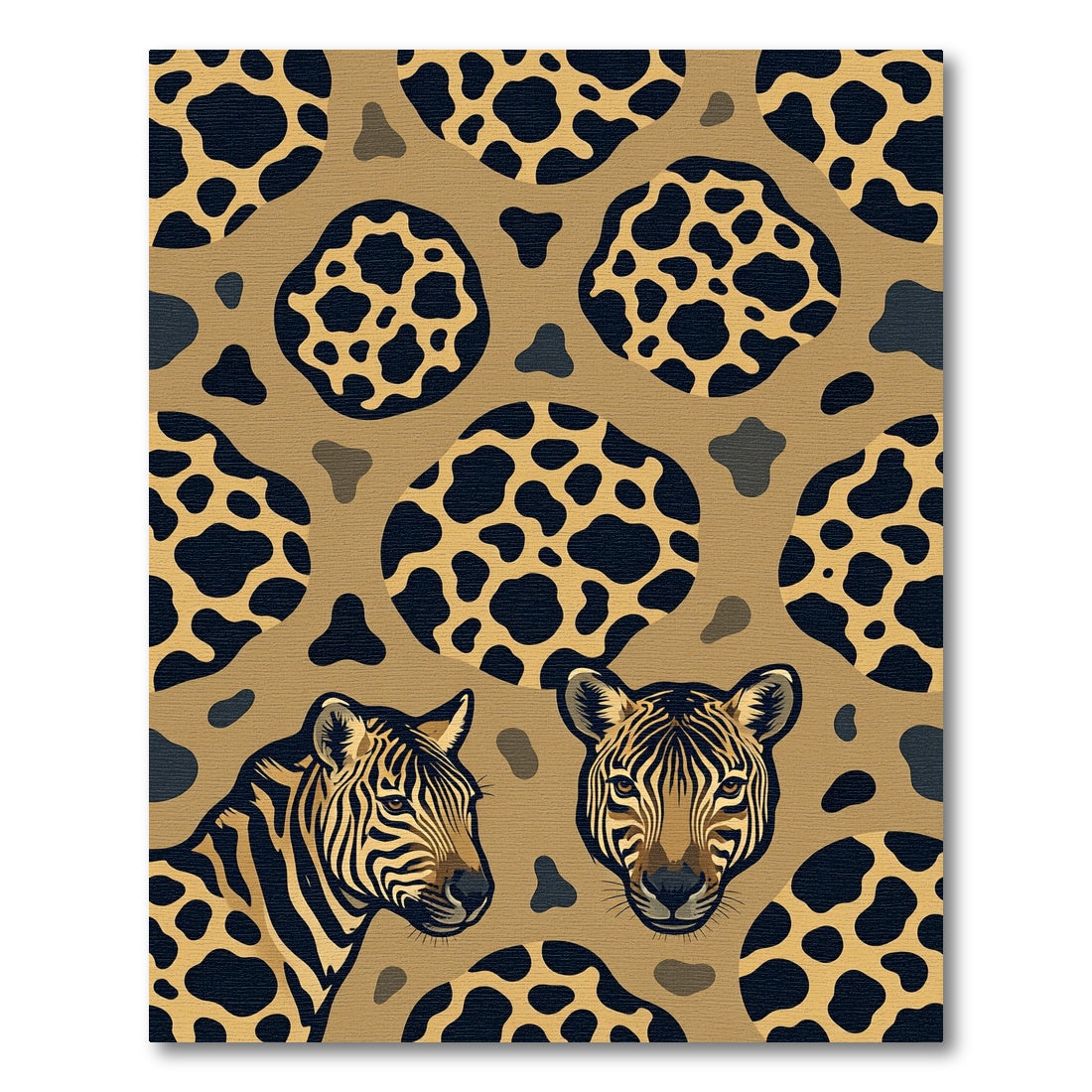 Safari Zebra Leopard Spot Neutral Rug