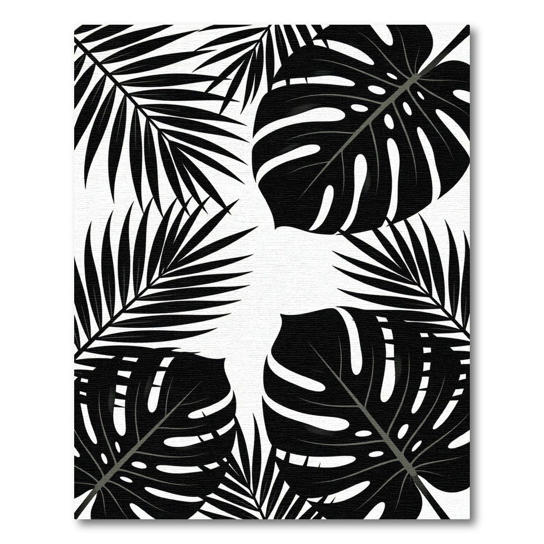 Monochromatic Tropical Monstera Palm Leaf Rug