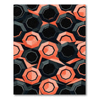 Geometric Hexagon Coral and Charcoal Tile Rug