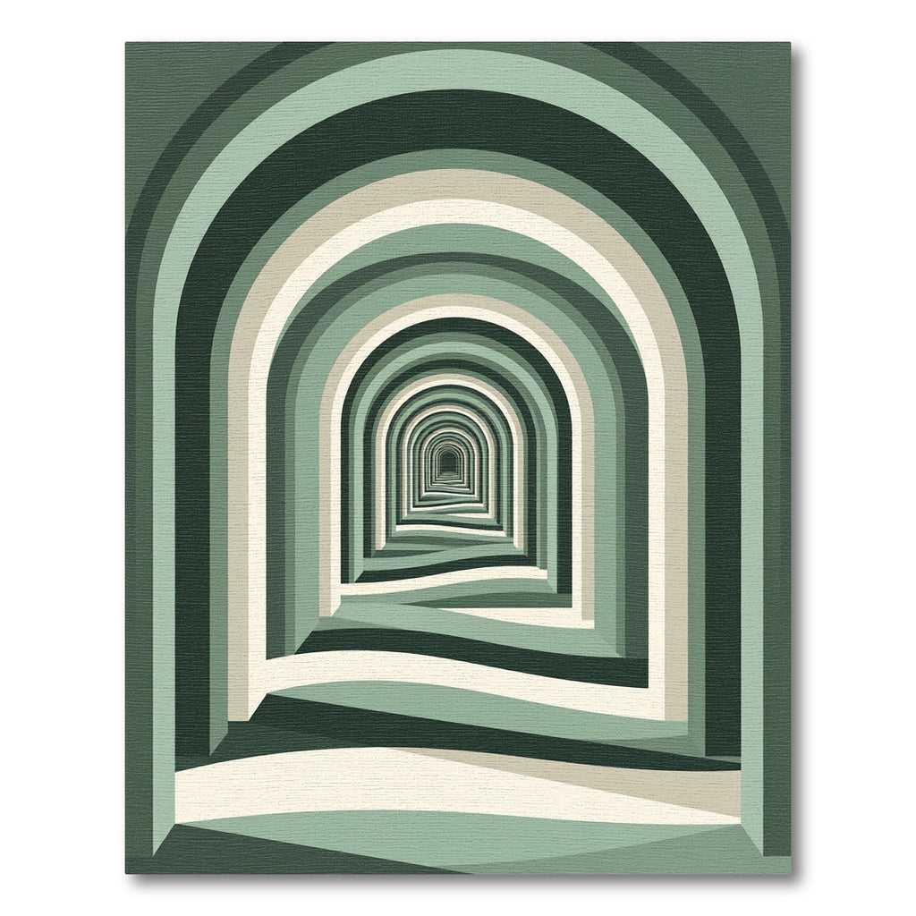 Green Abstract Archway Illusion Rug