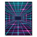 Neon Synthwave Grid Corridor Rug