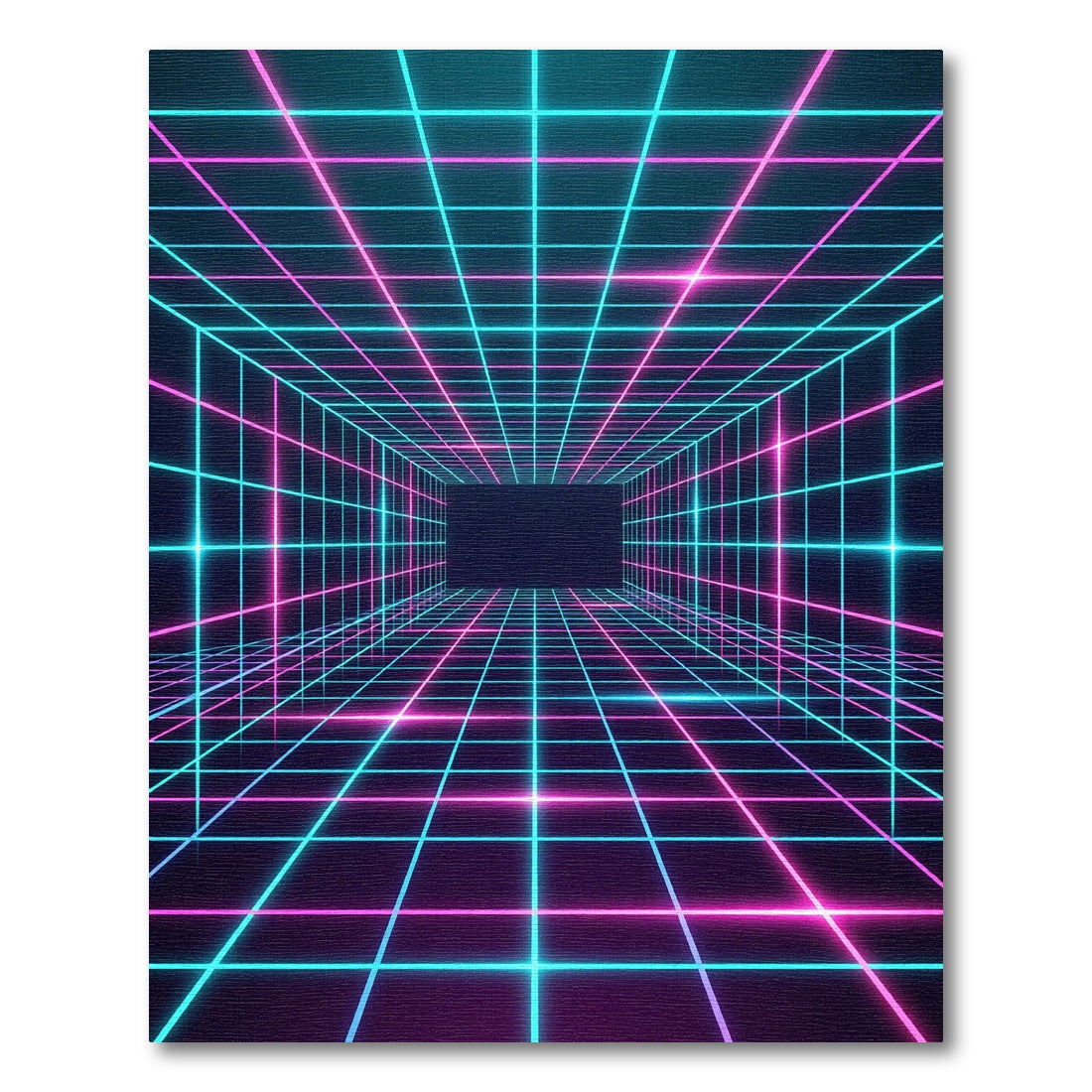 Neon Synthwave Grid Corridor Rug