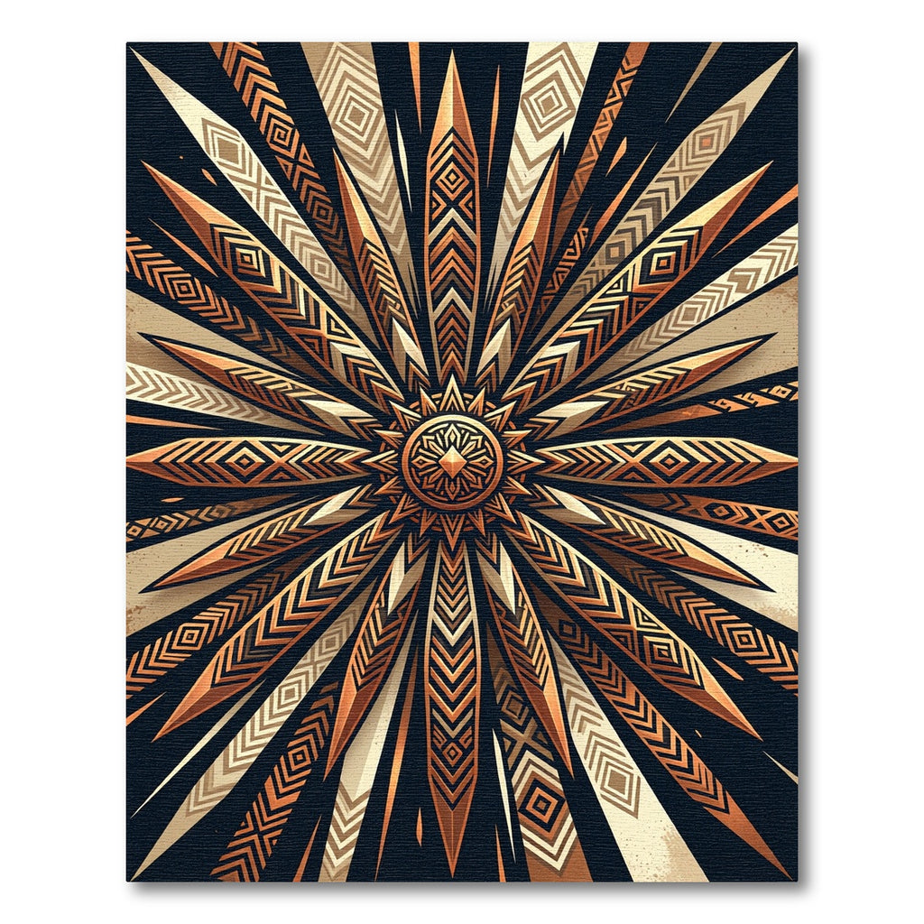 Golden Bronze Sunburst Geometric Lines Rug